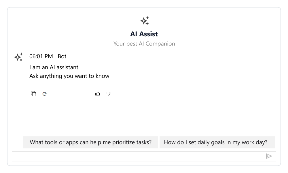 WinForms AI AssistView built-in response toolbar